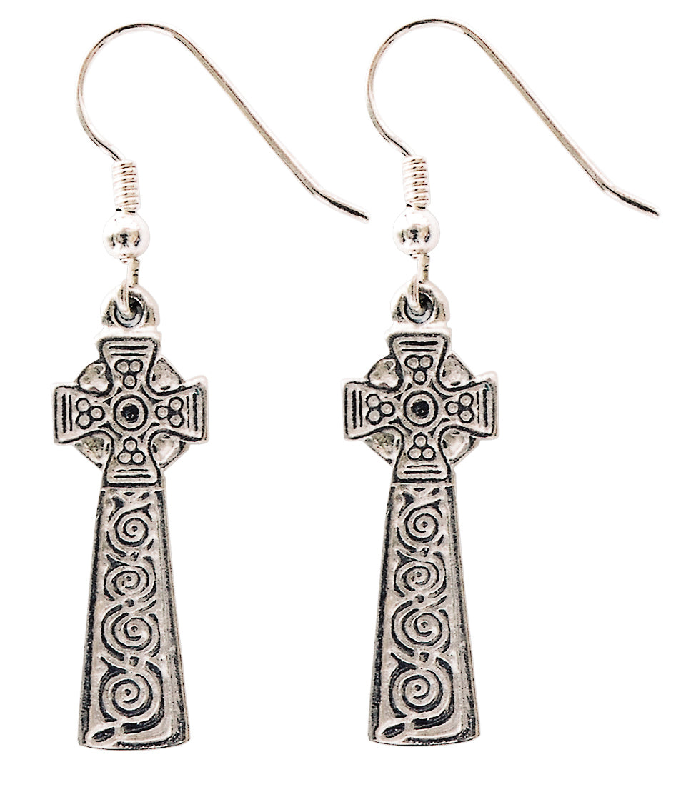 Cornish Celtic Cross Drop Earrings