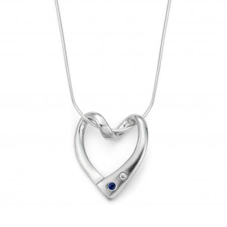 Eternity Diamond and Sapphire Heart Pendant