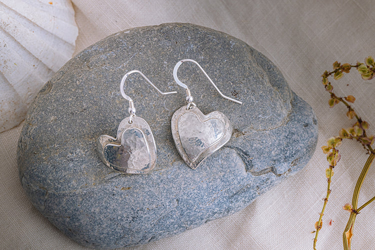 Kerenza Domed Heart Earrings