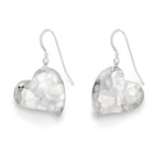 Cornish Tin heart shaped drop earrings with a hammered texture