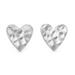 Cornish tin heart shaped stud earrings with a hammered texture