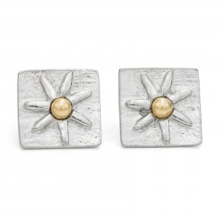 Cornish Daisy Stud Earrings with Gold Bead