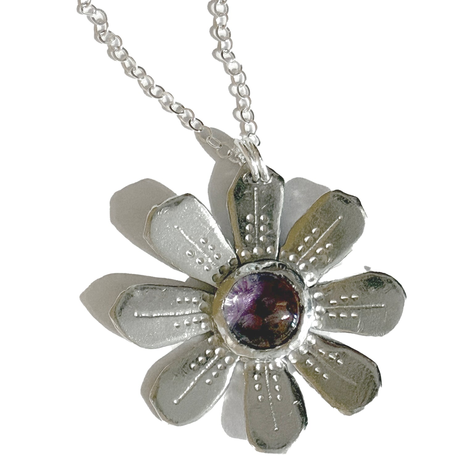 Floral Pendant with Amethyst Stone