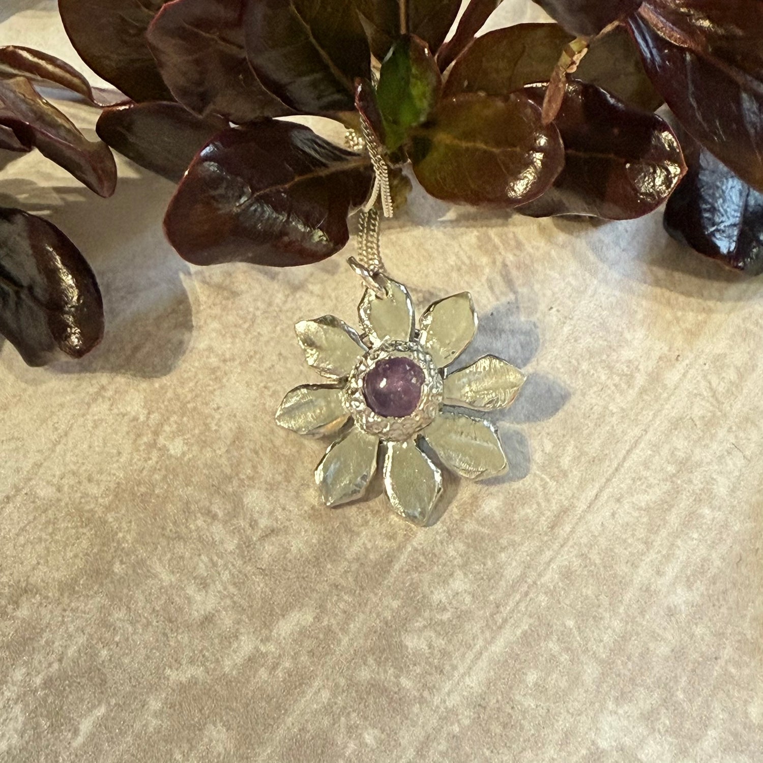 Amethyst Flower Pendant